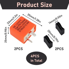 2 Pcs 12V 2 Pin Flasher Relay, LED Turn Signal Flasher Relay, Motorcycle Adjustable Indicator for Motorcycle & Car Blinker, Universal Motorbike, Waterproof, No Hyper Flashing, Easy Installation