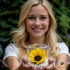 Premium-rose.com Round Box with Stabilized Sunflower and Carrara Marble Unique