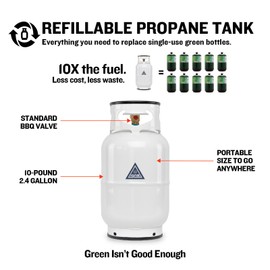 Ignik Refillable Gas Growler Propane Tank, 10-Pound - White