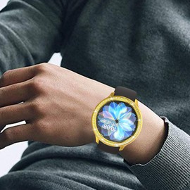 Compatible for Galaxy Watch Active 2 40mm 44mm Diamond PC Plating Bumper Resistant Impact Resistant Protective Bling Crystal Shiny Glitter Frame Hard Shell Cover (Gold, 40mm)