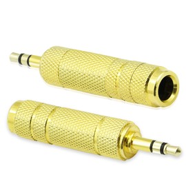 PNGKNYOCN 3.5mm to 6.35mm Stereo Headphone Adapter Gold Plated 1/8" Male Plug TRS to 1/4" Female Stereo Jack Adaptor for Headphone,Amp etc.（2-Pack）