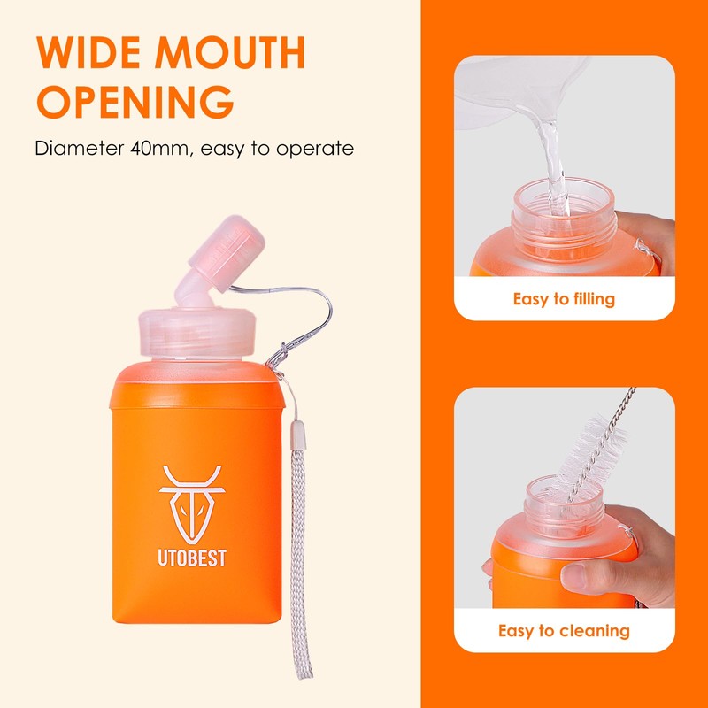 UTOBEST Soft Flask TPU, Collapsible Water Bottle Foldable Bottle for