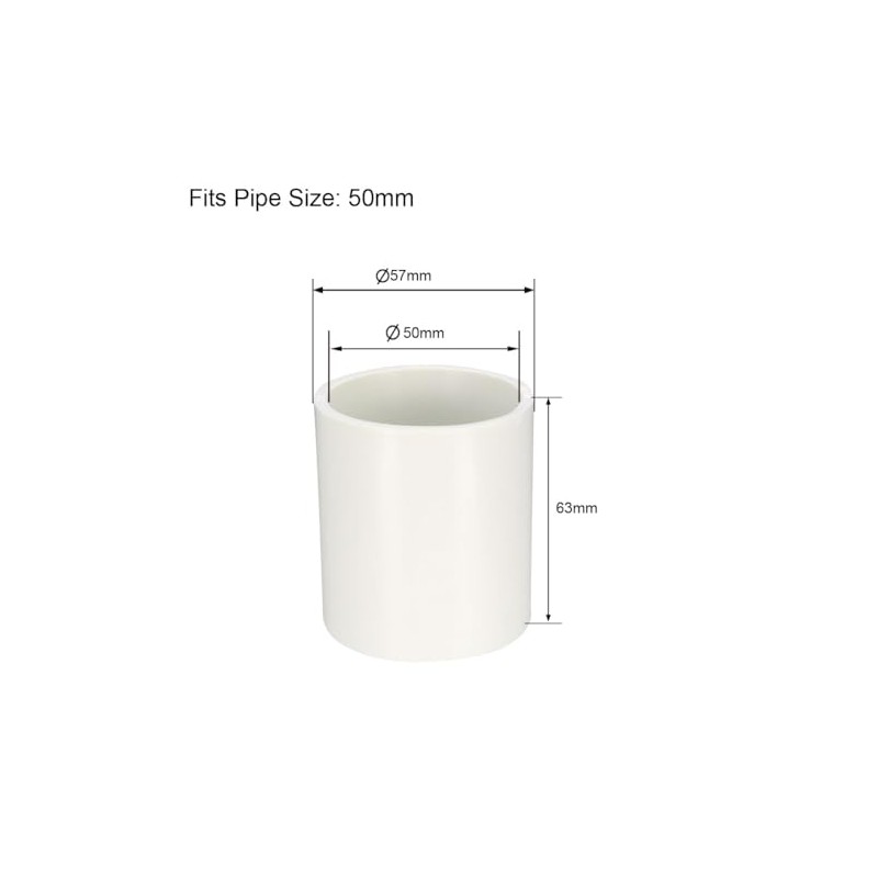 sourcing map 50mm Straight PVC Pipe Fitting Coupling Adapters Connector