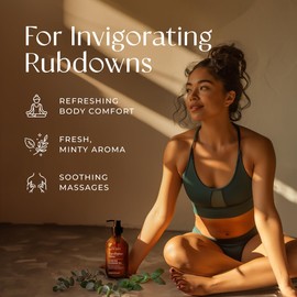 Gya Labs Eucalyptus Mint Massage Oils for Massage Therapy - Refreshing Aromatherapy Body Massage Oil for Sore Muscles - Jojoba, Argan, Sunflower, Almond, Vitamin E & Eucalyptus (6.76 Fl Oz)