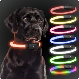 PAJ GPS - PAJ Light - Highly Luminous Luminous Collar for Dogs and Cats of All Sizes - Individual Length 20-70 cm - 100% Waterproof - 7 Different Colour Modes - Visibility & Safety at Night