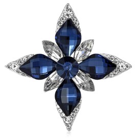 Women's Vintage Austrian Crystal Brooch Pins Elegant Rhinestone Brooches Jewelry Gifts for Women Ladies (Blue A)