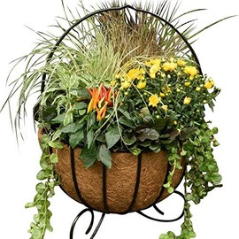 Kinsman Co 14" Free Standing Cauldron Patio Planter with Coco Fiber Liner