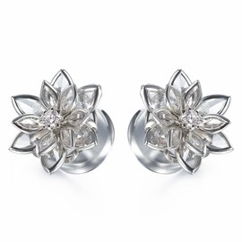 TBOSEN 1 Pair Stainless Steel Blooming Flowers Vintage Style Trumpet Tunnel Gauges Expander Piercing Fashion Gift 2g-5/8 Inch in 6 mm-16 mm, Metal