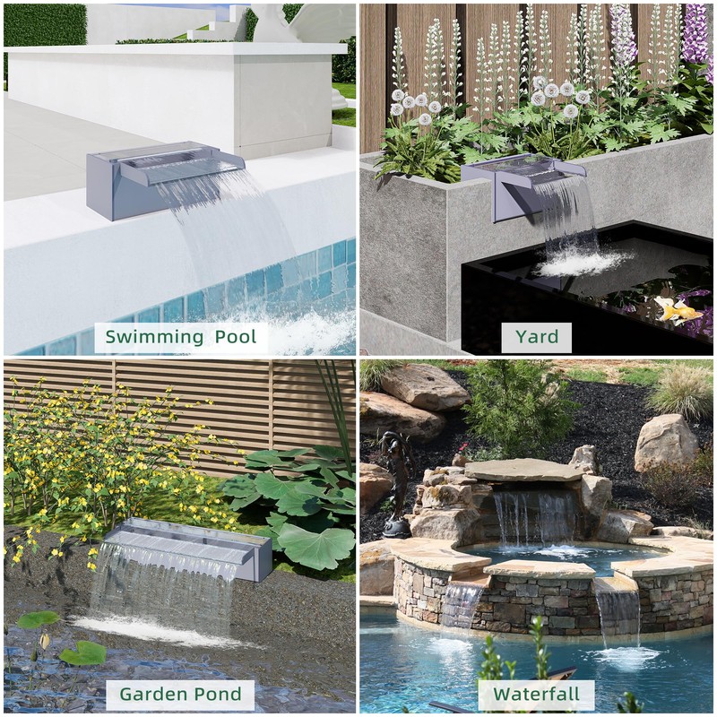 Pool Fountain, LONGRUNNEW Transparent Acrylic Pool Waterfall Spillway, 11.8 Inches