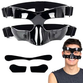 Anyfun AF Nose Guard for Broken Nose Adjustable Basketball Baseball Face Shield Mask with Foam Padding & Stickers for Women Men (Black Open)