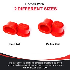 Fullips Lip Plumper Tool - Small Oval with Bonus Medium Oval Enlarger - Self Suction Plumping Device For Fuller Lips - Plump in Seconds - Natural Instant Lip Enhancement Kit - Red Plastic Plumpers