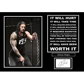Stunning Quality Roman Reigns Signed/Autographed Print. Wrestling. (A4 Print 29.7cm x 21cm)