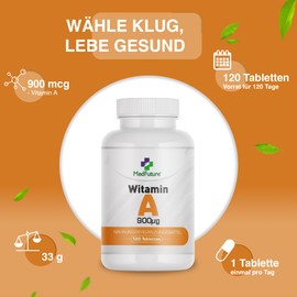 Vitamin A 120 Tablets Healthy Skin Hair Nails Metabolism High Immunity