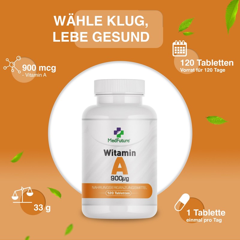 Vitamin A 120 Tablets Healthy Skin Hair Nails Metabolism High
