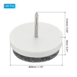 PATIKIL 1.1" Screw-on Furniture Felt Pad, 40 Pcs Nail on Chair Leg Floor Protectors Glide Round Slider Screw-in for Chair Table Furniture, White