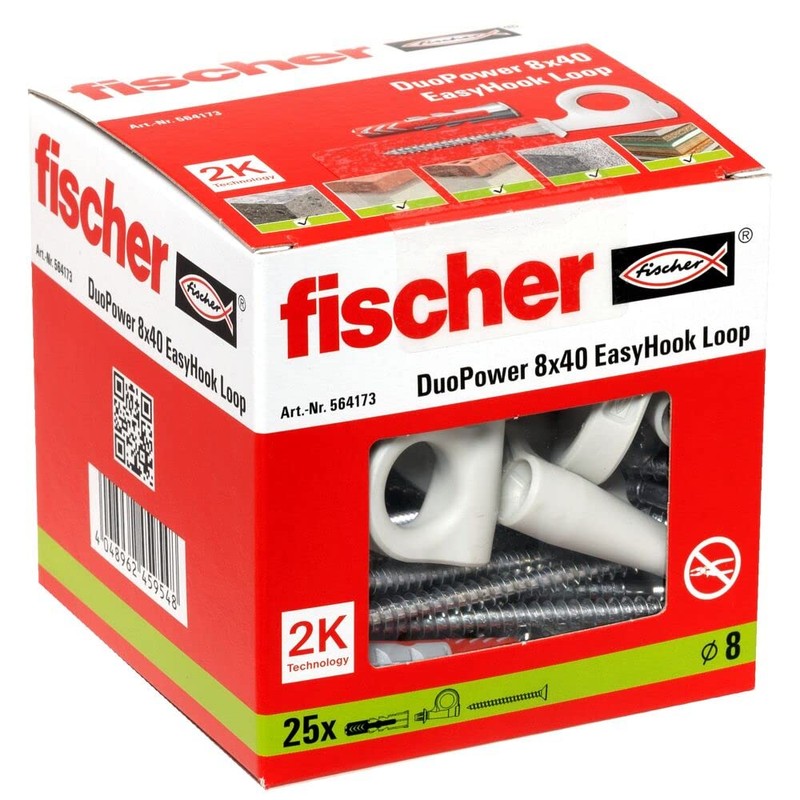 fischer Loop 564173 Set of 25 Eye Hook Screws and