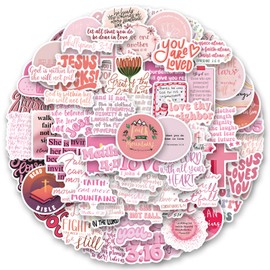 100PCS Pink Christian Stickers Bible Verse Stickers Faith Stickers Religious Stickers Jesus Motivational Stickers Inspirational Stickers God Stickers for Laptop Water Bottles Skateboard Computer Phone