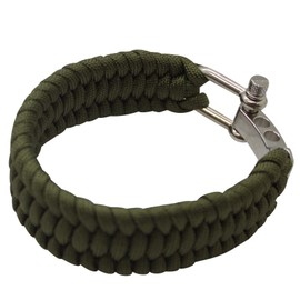Southland Archery Supply SAS Survival Paracord Bracelet 550lbs (Green with Steel Shackle Buckle)