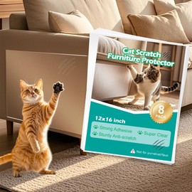 WAWINY Cat & Dog Scratch Protector 8-Pack (12"x16"/30x40cm) - Clear Self-Adhesive Furniture Tape, Cut tp Fit, No Residue Removable Couch Guard for Sofa Door Walls