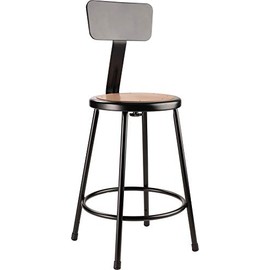 National Public Seating 6224B-10 24"Heavy Duty Steel Stool with Backrest, Black