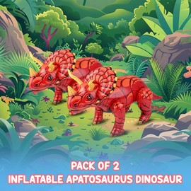 Forest & Twelfth Inflatable Triceratops Dinosaur, 2 Feet Tall, Ideal Decoration for Pool Party, Birthday Parties, Home, Fun Educational Toy, Pack of 2 (Triceratops)