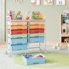Rolling Storage Cart with 12 Drawers, Wooden Tabletop Utility Cart