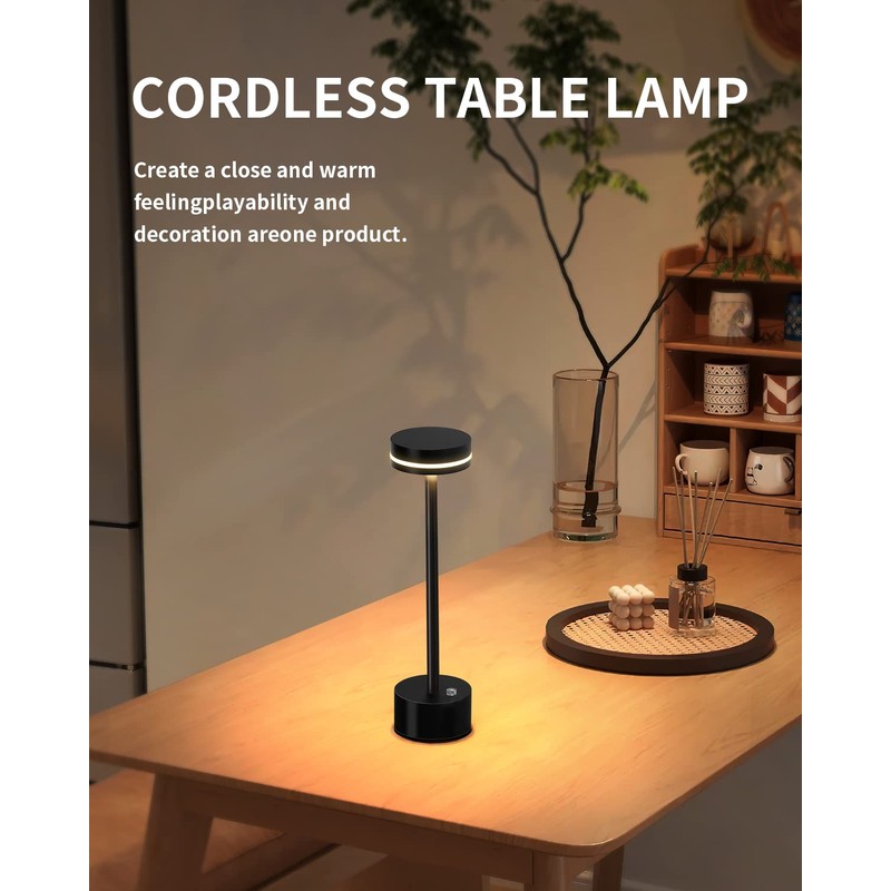PUSU Portable Table Lamp Battery Powered LED Lamp Cordless Table