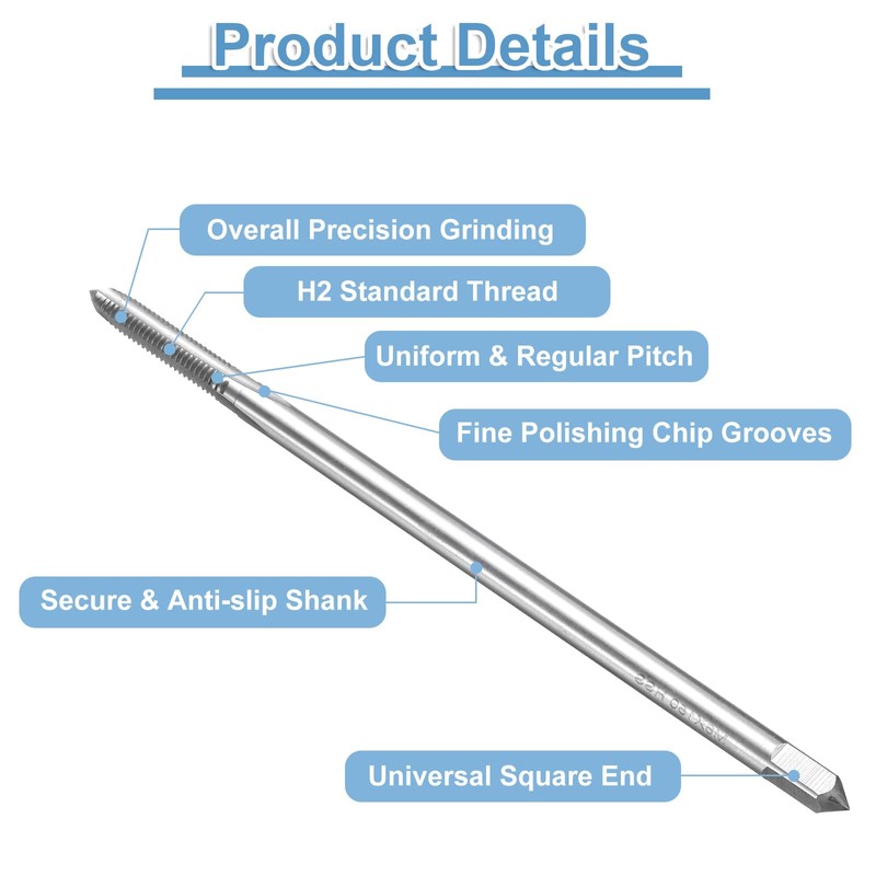 sourcing map 2pcs Straight Flute Thread Taps, M6 x 1