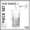 Vikko Drinking Glass, Set of 12 Crystal Style Tall Beverage