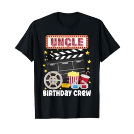 Uncle Birthday Crew Movie Night Theme Matching Party T-Shirt