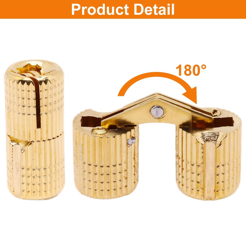 10mm Hidden Brass Barrel Hinges 180 Degree Opening Angle Cabinet