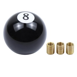 ApplianPar Black Round 8 Ball Billiard Car Universal Manual Gear Shift Stick Shifter Knob Lever Cover 4 5 6 Speed with 3 Threading Copper Adapters