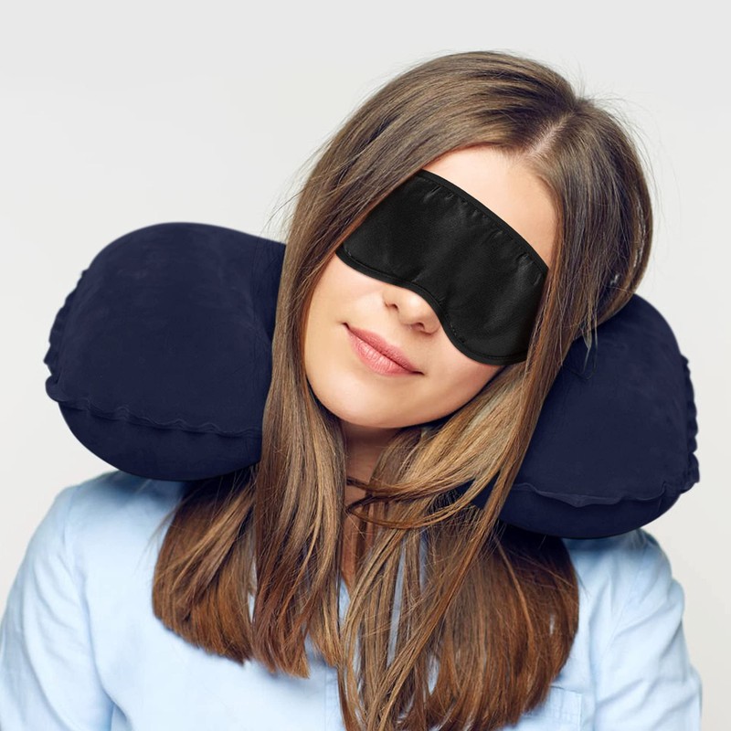 Lillyvale2 Inflatable Travel Neck Pillow - Soft Flight Rest/Support Cushion