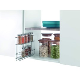 Metaltex Sliding Spice Rack + EasyFix System, Polytherm Metallic, Silver, 6 x 28 x 22 cm