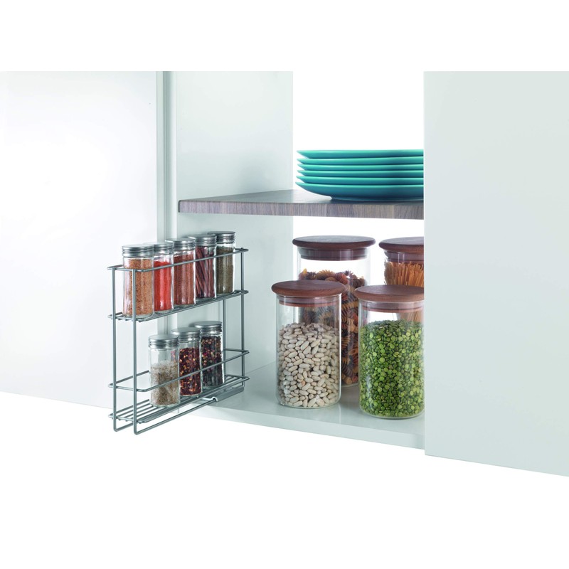Metaltex Sliding Spice Rack + EasyFix System, Polytherm Metallic, Silver,