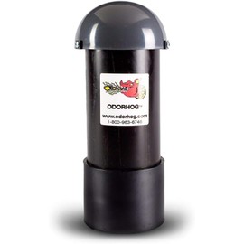 OdorHog Vent Stack Pipe Filter 4 Sizes, Black ABS with Mushroom Cap, Removes Outdoor Septic and Sewer Odors (4.0-inch)