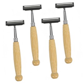 SAFIGLE 4 Pcs Bamboo Handle Razor for Old Fashioned Shaving Stainless Steel Beard Clipper