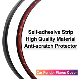 Blueshyhall Wheel Arch Trims 2PCS for Car Truck SUV Fender Flare Edge Eyebrow Lips Protector, Self-Adhesive Rubber Anti-Scratch Strip Glossy Black(60 inch Length, 1.4Inch Width)