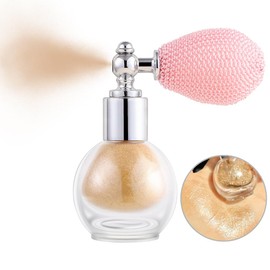 Gold Highlighter Spray, Loose Shimmer Powder Spray High Gloss Makeup for Face and Body, Long Lasting Glitter Hairspray for Rave Music Festival Party, Stage, Performance, Nightclubs, #6