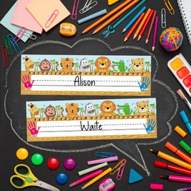 50 Pcs Desk Name Tags Classroom Nameplates with Writing Line for Student Cubbies Desks and Locker Labels