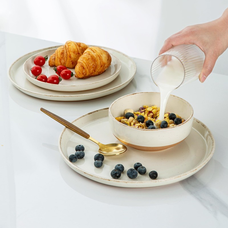 AmorArc Ceramic Dinnerware Sets for 4, 12 Pieces Handpainted Plates