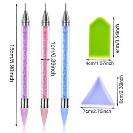 GWAWG 3 PCS Diamond Painting Pens Diamond Art Pens No Wax Needed Self-Stick Drill Pens with 4 Box for Diamond Painting Cross Stitch Nail DIY Purple Pink Blue