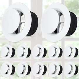 Baquler 12 Pcs 4in Air Vent Covers, ABS Adjustable Soffit Vent, Soffit Vents Round Ceiling Diffuser for Living Room Closet Bathroom Indoor Ventilation Use, White