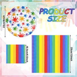 Yungyan 100 Pcs Art Paint Party Supplies, Palette Shaped Party Plates and Napkins Painting Party Tableware Decorations for Paint Disposable Tableware Paper Set Birthday Art Party, Serves 50