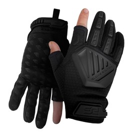 Glove Station The Shooter Work Gloves - Suede Leather Palm for Durability, Knuckle Protection Work Gloves for Men, 2 Fingerless Design Riding Gloves for Paintball, Motorcycle Gloves, Black, Small