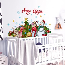 Condessacity Christmas Tree Sticker, Wall Sticker, Christmas Gift, Snowman, Wallpaper, Removable, Stylish, Christmas decorations, Interior Decoration, Waterproof, Removable Wallpaper, Living Room