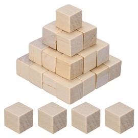 M METERXITY 100-Pack DIY Wooden Cube, 0.6 Inch(1.5 cm) Colored Natural Wood Blocks for Crafts Making Puzzle Games/Wedding/Home Decor/Dice/Building, Square Blank Block [Natural Tone]