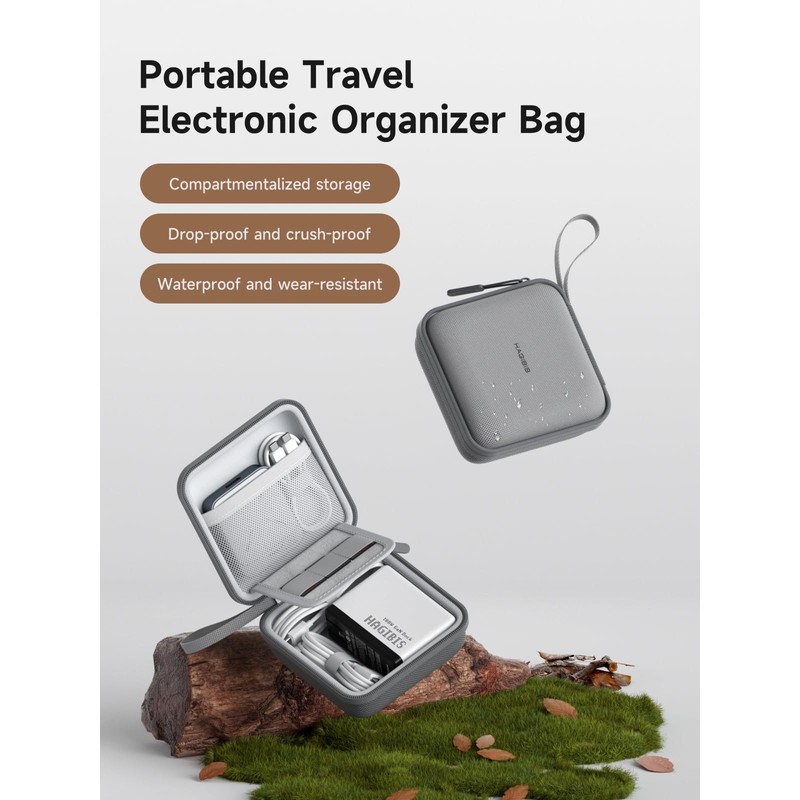 Hagibis 電子機器オーガナイザー トラベルケース ケーブルオーガナイザー バッグポーチ ポータブル 防水 キャリーケース ケーブル、充電器、モバイルバッテリー、SDカード、マウス、USBフラッシュディスク(DPB01 グレー)
