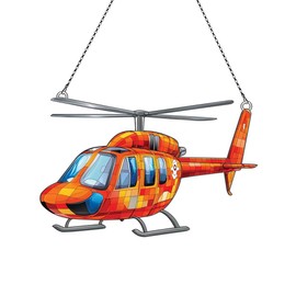 Rescue Helicopter Ornaments Acrylic Window Hanging - Gifts for Rescue Helicopter Lovers, Rescue Helicopter Gifts for Women Men - Rescue Helicopter Decor - Rescue Helicopter Christmas Decorations