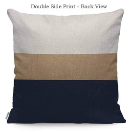 WONDERTIFY Pillow Cover Navy and Faux Gold Leather Pattern White Brown Dark-Blue Soft Linen Pillow Case for Decorative Bedroom/Livingroom/Sofa/Farm House Cushion Covers 18x18 Inch 45x45 cm
